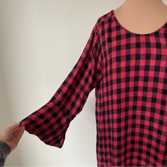 Anthropologie Cloth & Stone Plaid Flutter Sleeve Buffalo Check Open Back Dress M - Picture 8 of 12